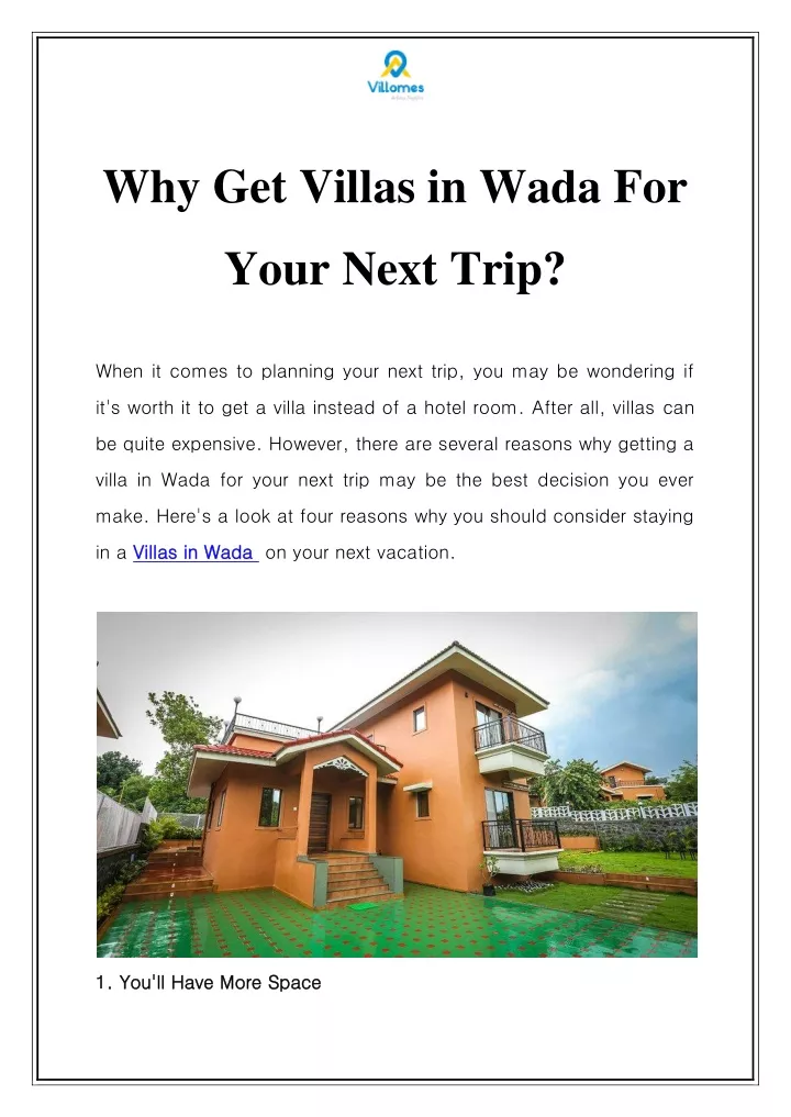 why get villas in wada for