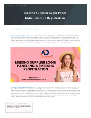 Meesho Supplier Login Panel India | Meesho Registration