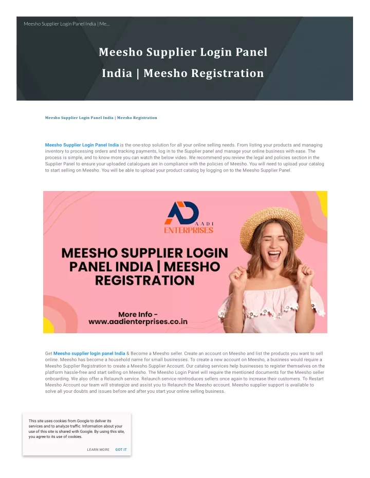 meesho supplier login panel india me