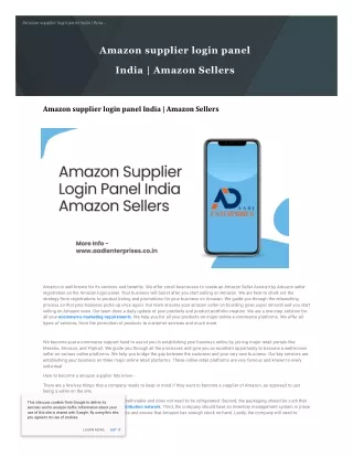 Amazon supplier login panel India | Amazon Sellers