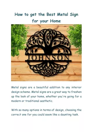 How to get the Best Metal Sign for your home