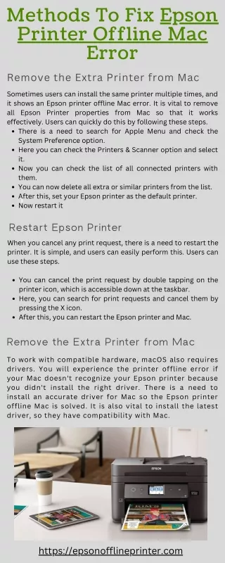 methods to fix epson printer offline mac error