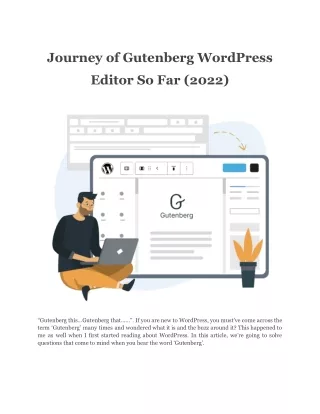 Journey of Gutenberg WordPress Editor So Far (2022)