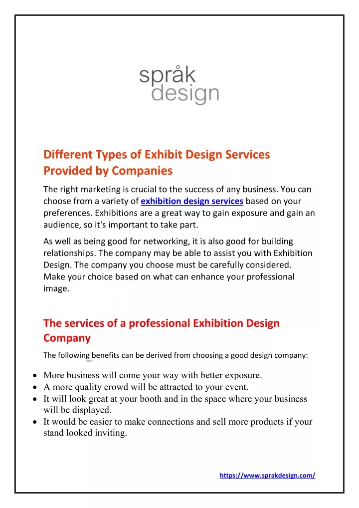 different types of exhibit design services