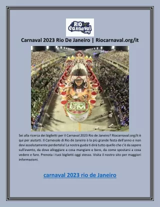 Carnaval 2023 Rio De Janeiro | Riocarnaval.org/it