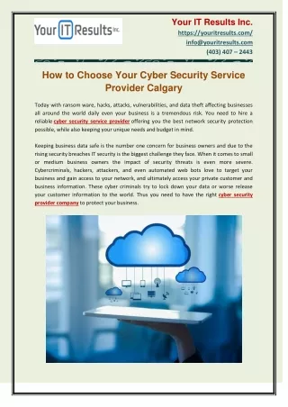 How to Choose Your Cyber Security Service Provider Calgary