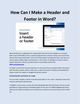 how can i make a header and footer in word