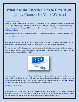What Are the Effective Tips to Have High-quality Content for Your Website?