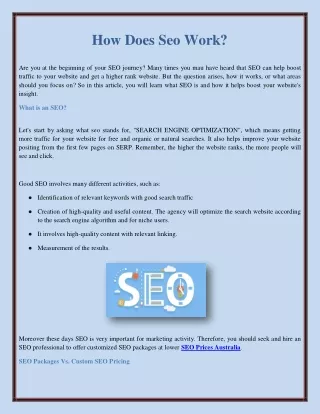 How Does Seo Work?