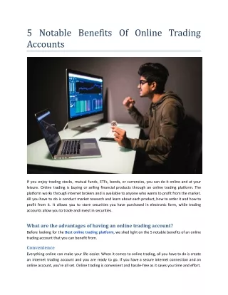 5 notable benefits of online trading accounts