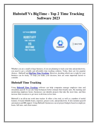 hubstaff vs bigtime top 2 time tracking software