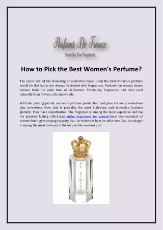 How to Pick the Best Women's Perfume