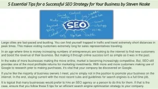 5 Essential Tips for a Successful SEO Strategy for Your Business by Steven Noske