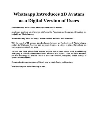 whatsapp introduces 3d avatars as a digital