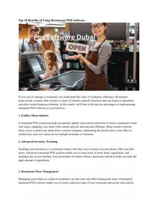 top 10 benefits of using restaurant pos software