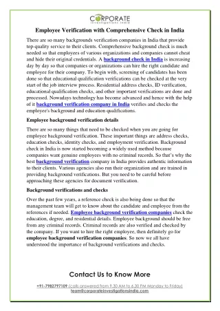 employee verification with comprehensive check