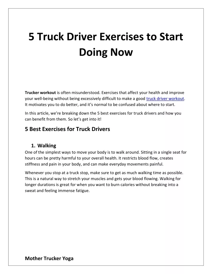 5 truck driver exercises to start doing now