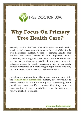 why focus on primary tree health care