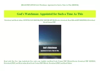 [READ PDF] EPUB God's Watchman Appointed for Such a Time As This [EBOOK]