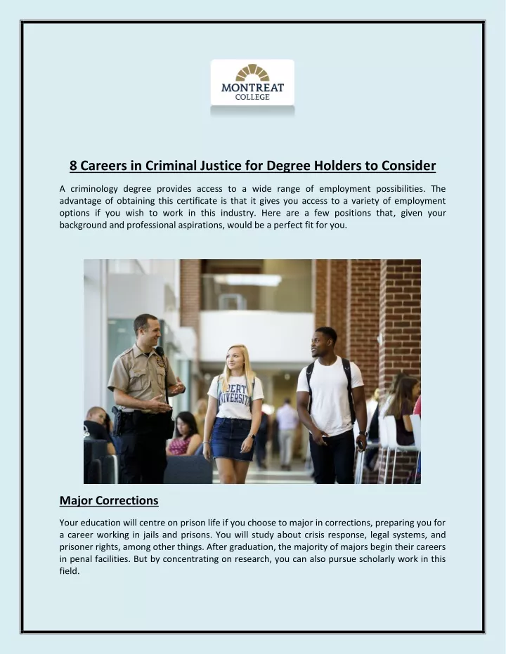 8 careers in criminal justice for degree holders