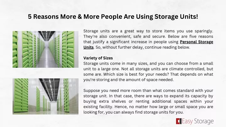 5 reasons more more people are using storage units