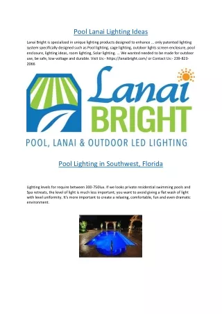 pool lanai lighting ideas