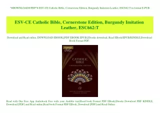 ^#DOWNLOAD@PDF^# ESV-CE Catholic Bible  Cornerstone Edition  Burgundy Imitation Leather  ESC662T in format E-PUB