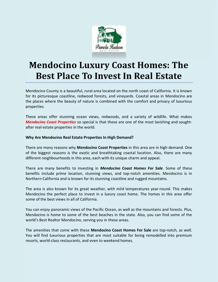 mendocino luxury coast homes the best place