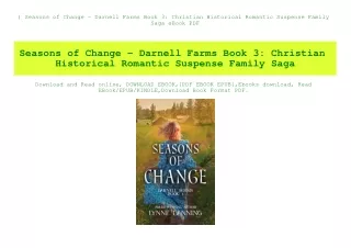 ^DOWNLOAD-PDF) Seasons of Change - Darnell Farms Book 3 Christian Historical Romantic Suspense Family Saga eBook PDF