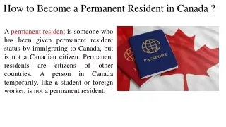 How to Become a Permanent Resident in Canada