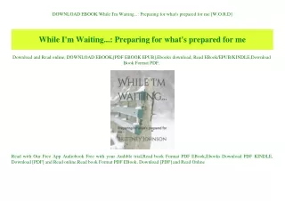 DOWNLOAD EBOOK While I'm Waiting... Preparing for what's prepared for me [W.O.R.D]