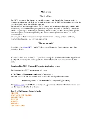 mca course