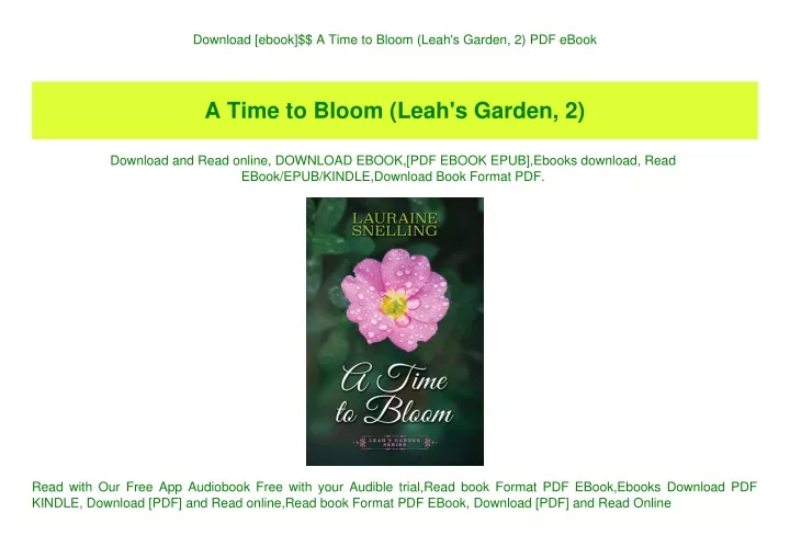 download ebook a time to bloom leah s garden