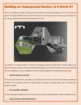 building an underground bunker is it worth
