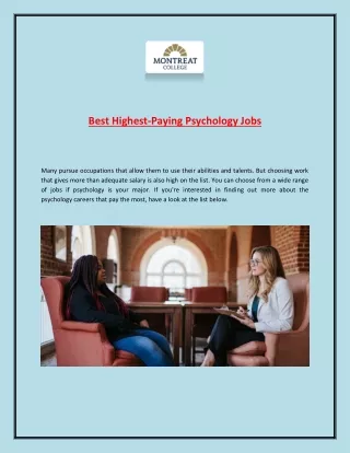 Best Highest-Paying Psychology Jobs