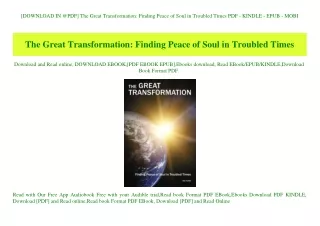 [DOWNLOAD IN @PDF] The Great Transformation Finding Peace of Soul in Troubled Times PDF - KINDLE - EPUB - MOBI