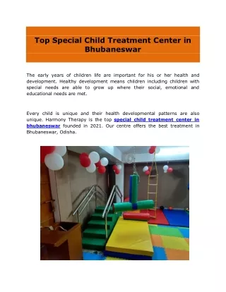 Special Child Treatment Center in Bhubaneswar