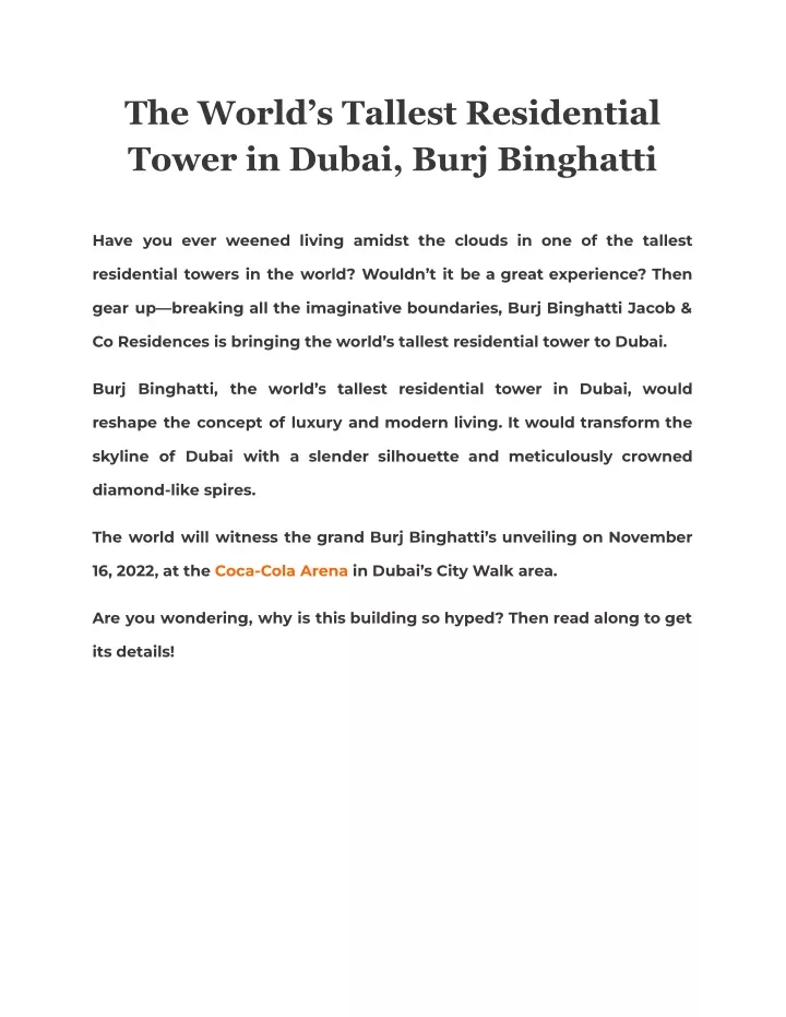 the world s tallest residential tower in dubai
