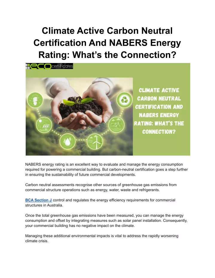 climate active carbon neutral certification