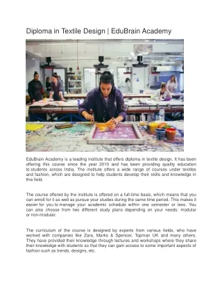 Diploma in Textile Design