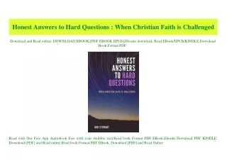 (READ)^ Honest Answers to Hard Questions  When Christian Faith is Challenged {PDF EBOOK EPUB KINDLE}