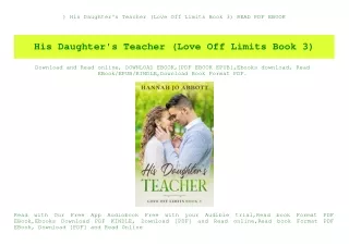 ^DOWNLOAD-PDF) His Daughter's Teacher (Love Off Limits Book 3) READ PDF EBOOK