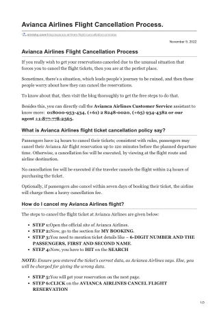 Avianca Airlines Flight Cancellation Process