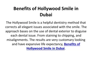 Benefits of Hollywood Smile in Dubai