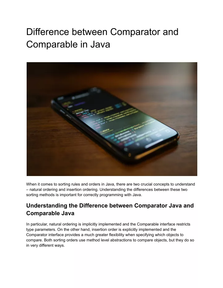 difference between comparator and comparable