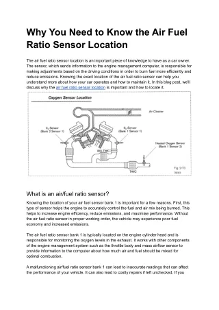 Why You Need to Know the Air Fuel Ratio Sensor Location