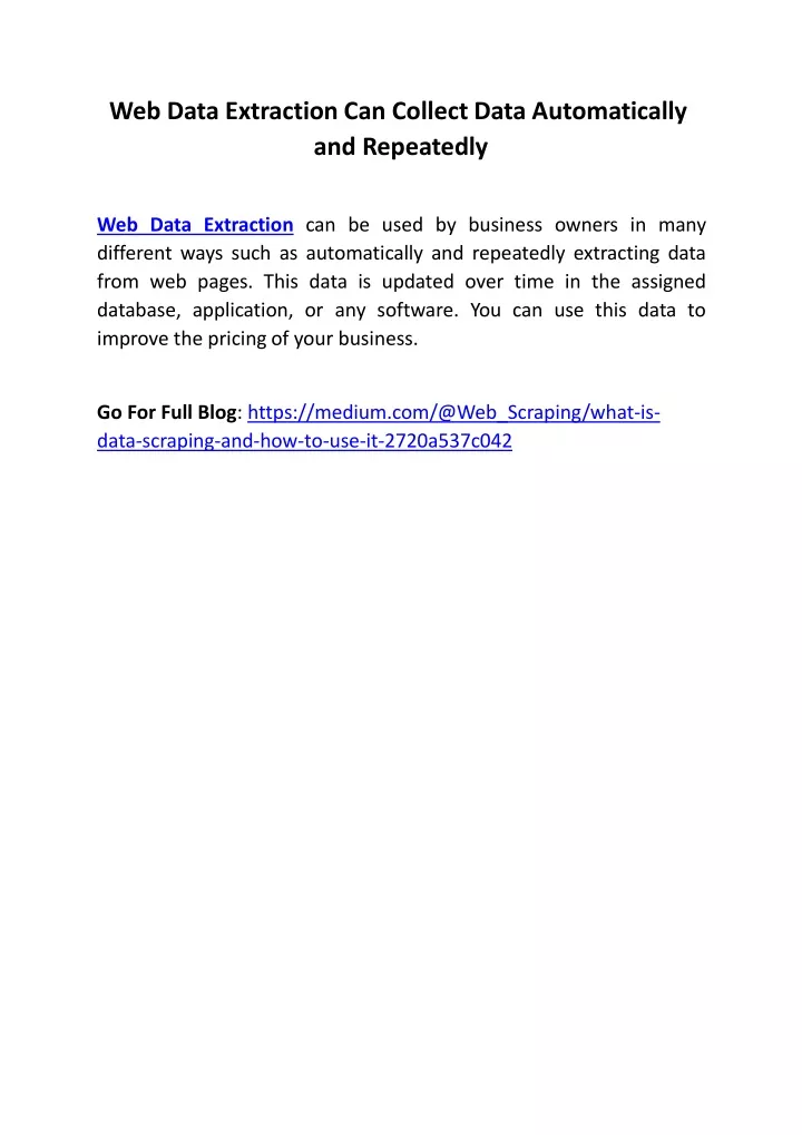 web data extraction can collect data