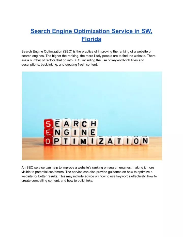 search engine optimization service in sw florida