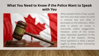 What You Need to Know if the Police Want to Speak with You