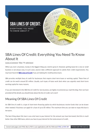 sba lines of credit everything you need to know